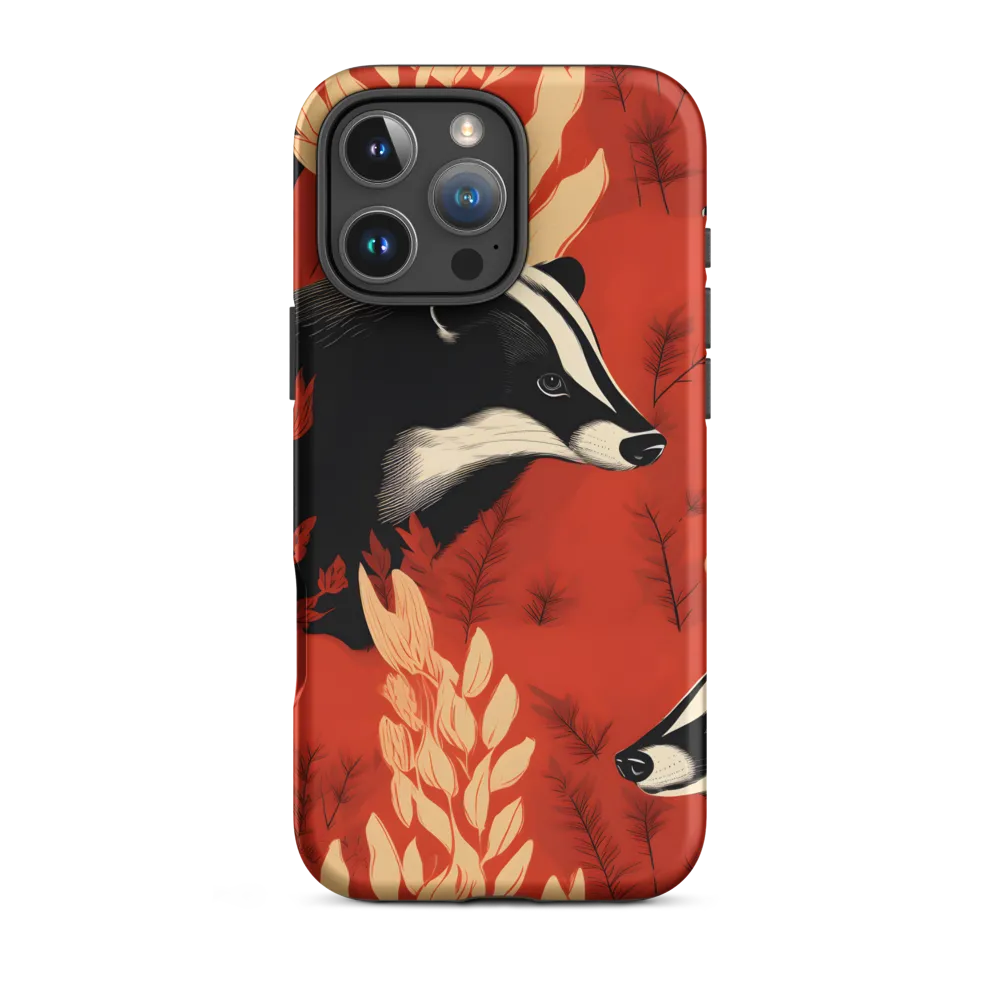 Illustrated Badgers on Red | Phone Case
