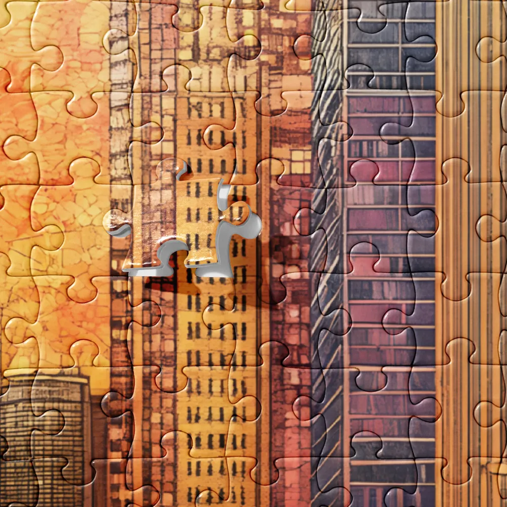 Urban Mosaic Sunset 
 Jigsaw Puzzle