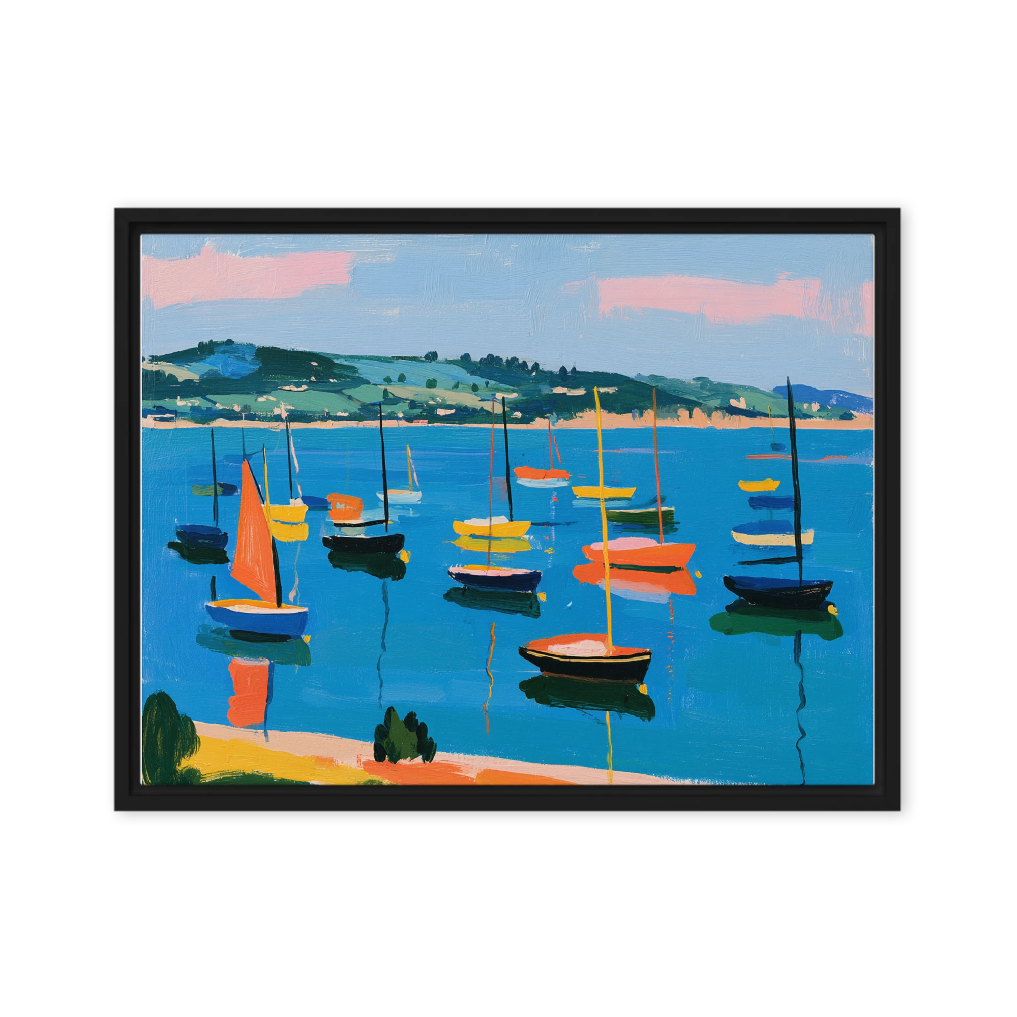 Sunny Harbor Sailboats | Art Print