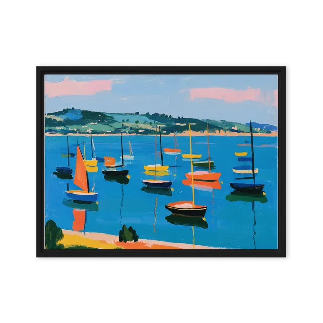 Sunny Harbor Sailboats | Art Print