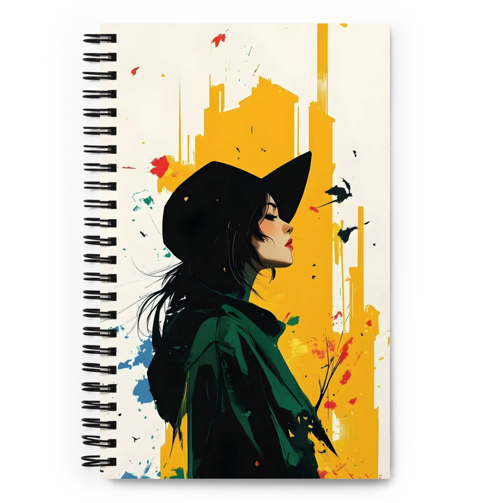 Urban Muse in Abstract Cityscape 
 Spiral Notebook | 140 pages