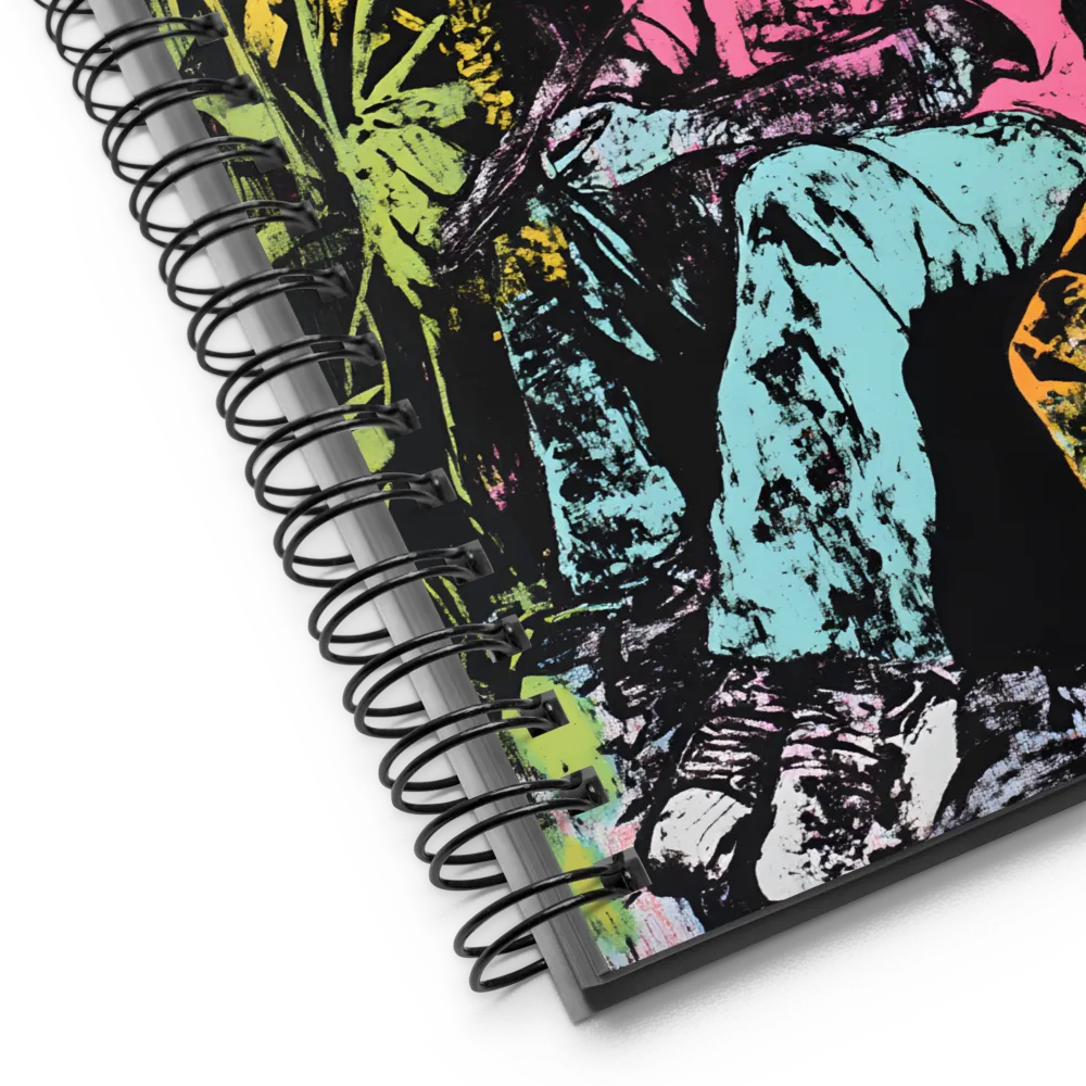 Pensive Figure in Neon Jungle 
 Spiral Notebook | 140 pages