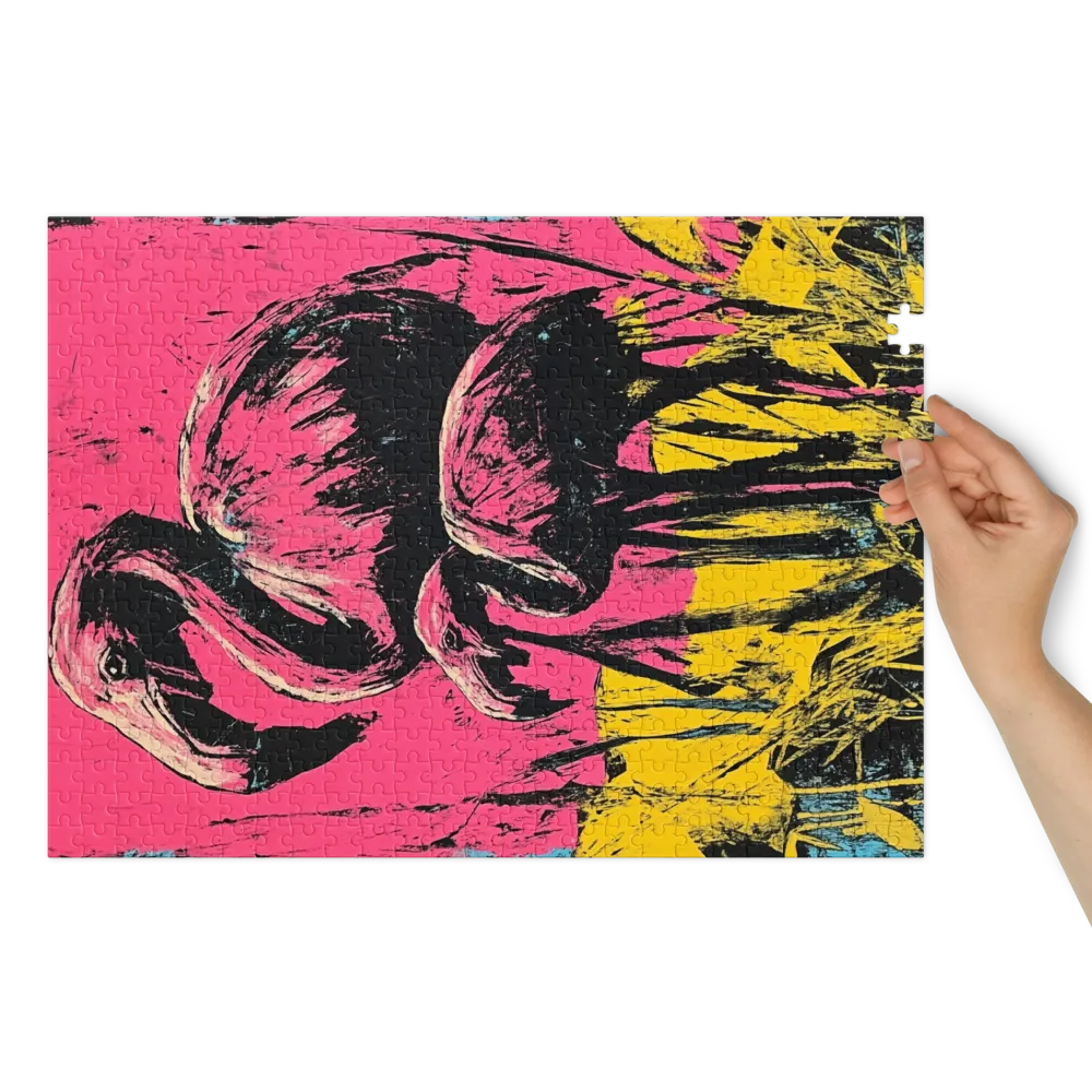 Pop Art Flamingos 
 Jigsaw Puzzle in Tin Box
