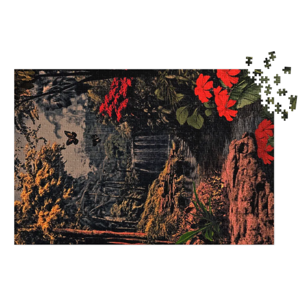 Cachoeira Encantada na Selva 
 Puzzle em caixa de metal