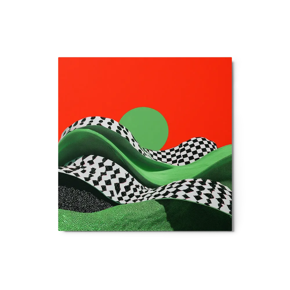 Red Horizon and Green Waves | Art Print