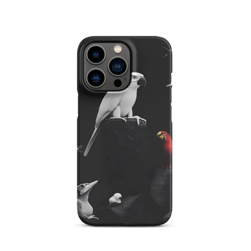 Monochrome Echoes and Scarlet Wings | Phone Case