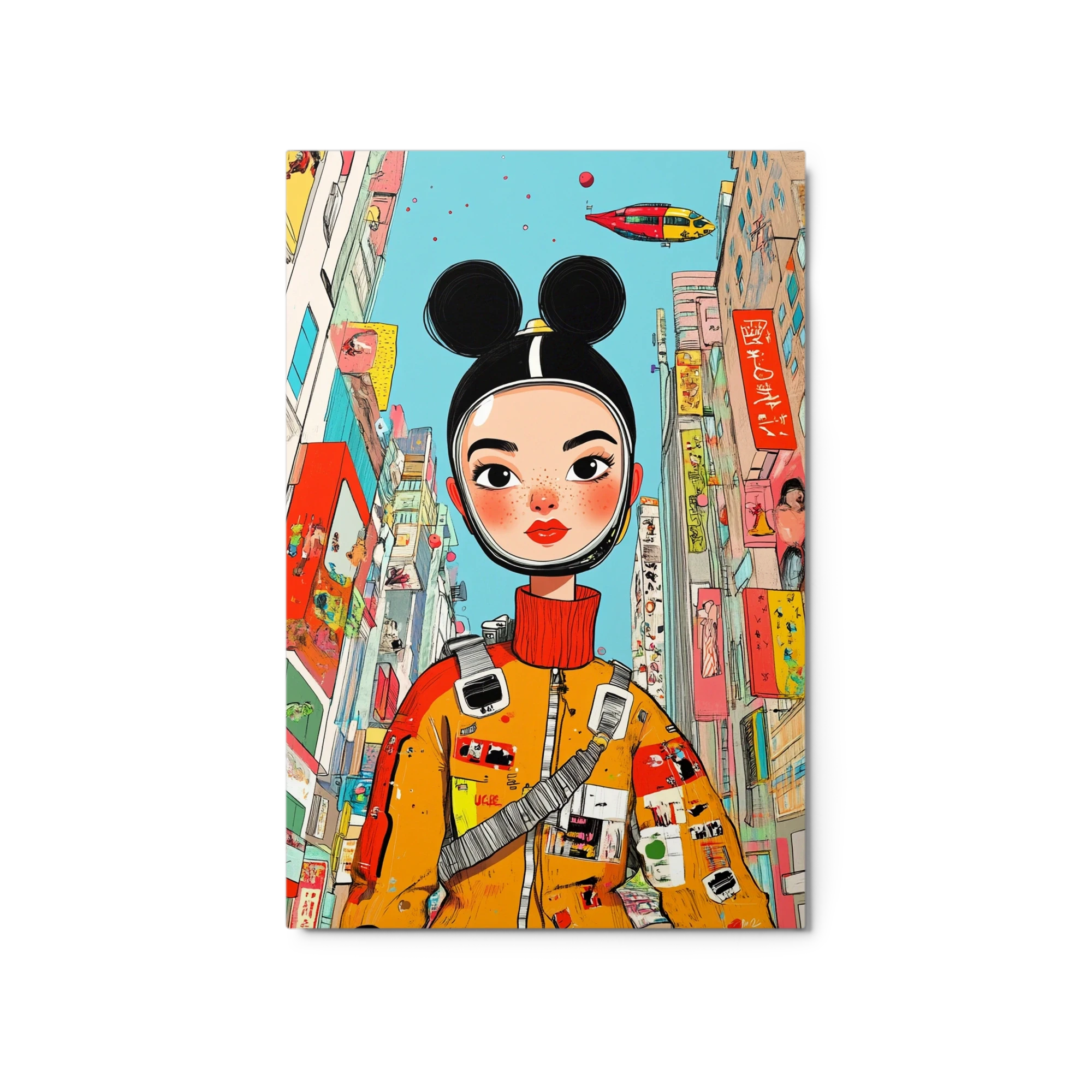 Female Character in Colorful Urban Scene