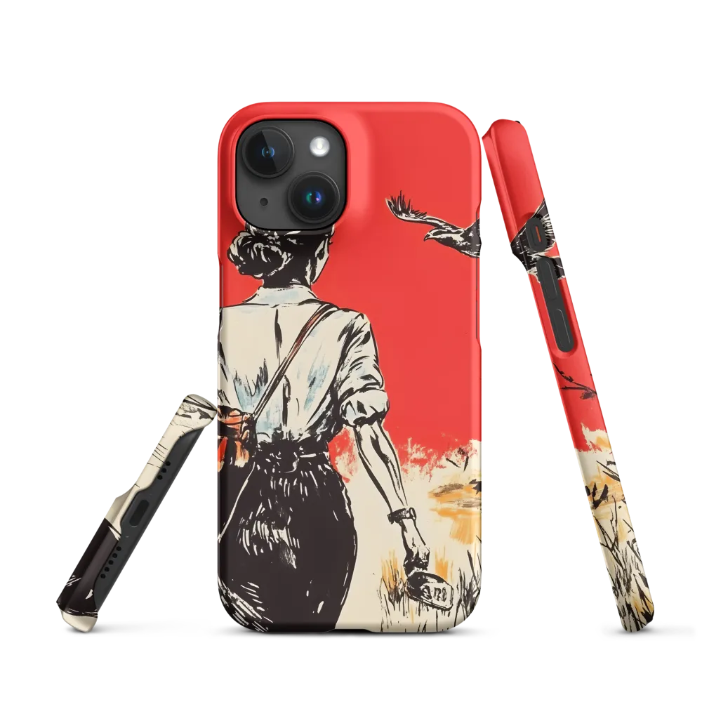 Woman Walking with Bird | Phone Case