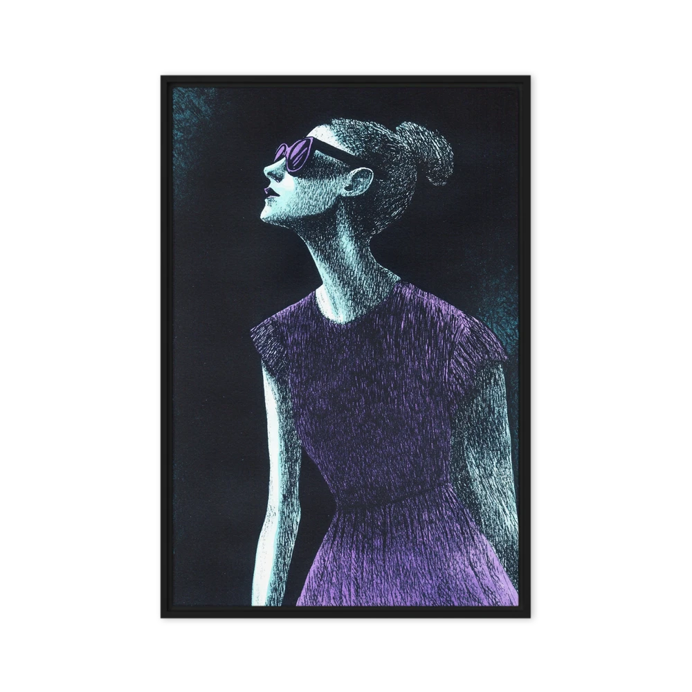 Violet-Cyan Hatch Portrait | Art Print