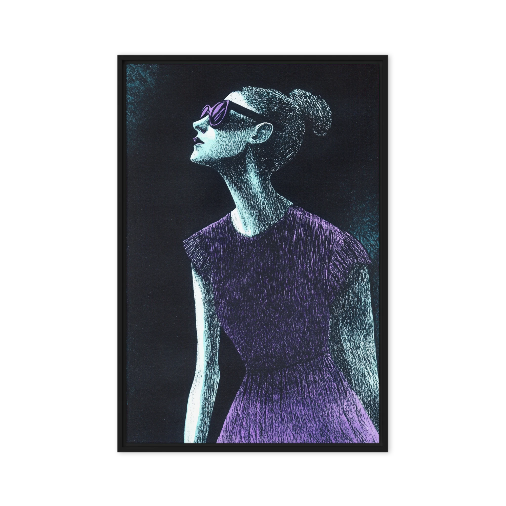Violet-Cyan Hatch Portrait | Art Print