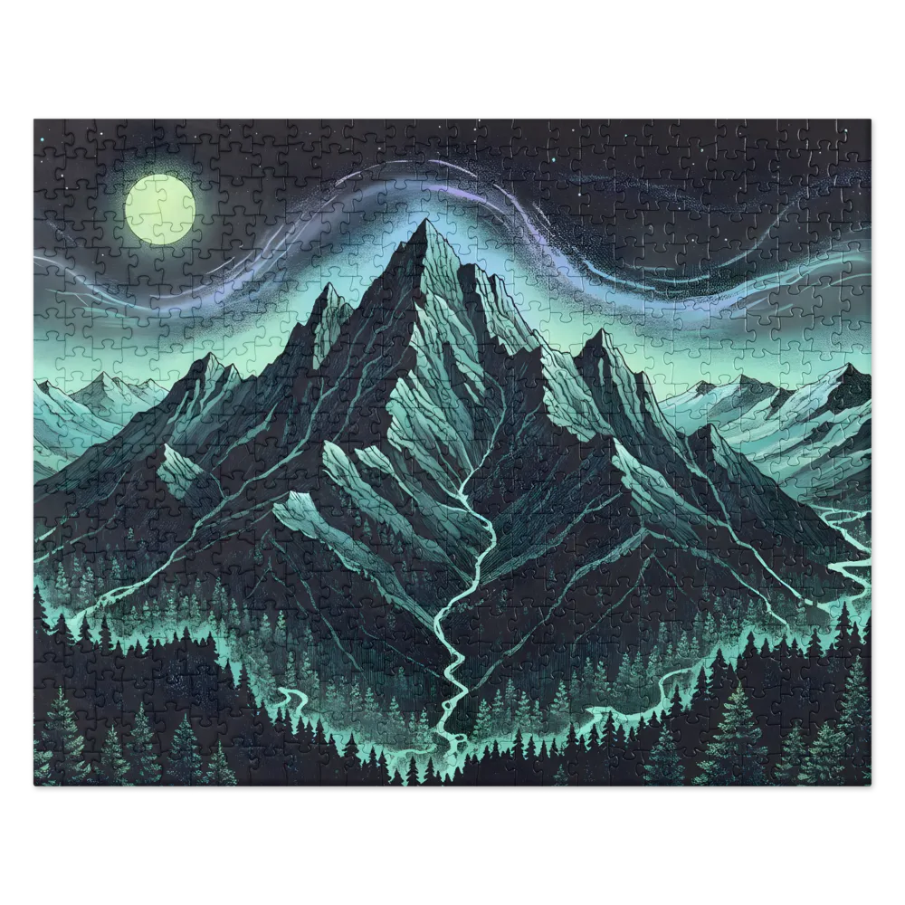 Stippled Mountain Aurora 
 Jigsaw Puzzle in Tin Box