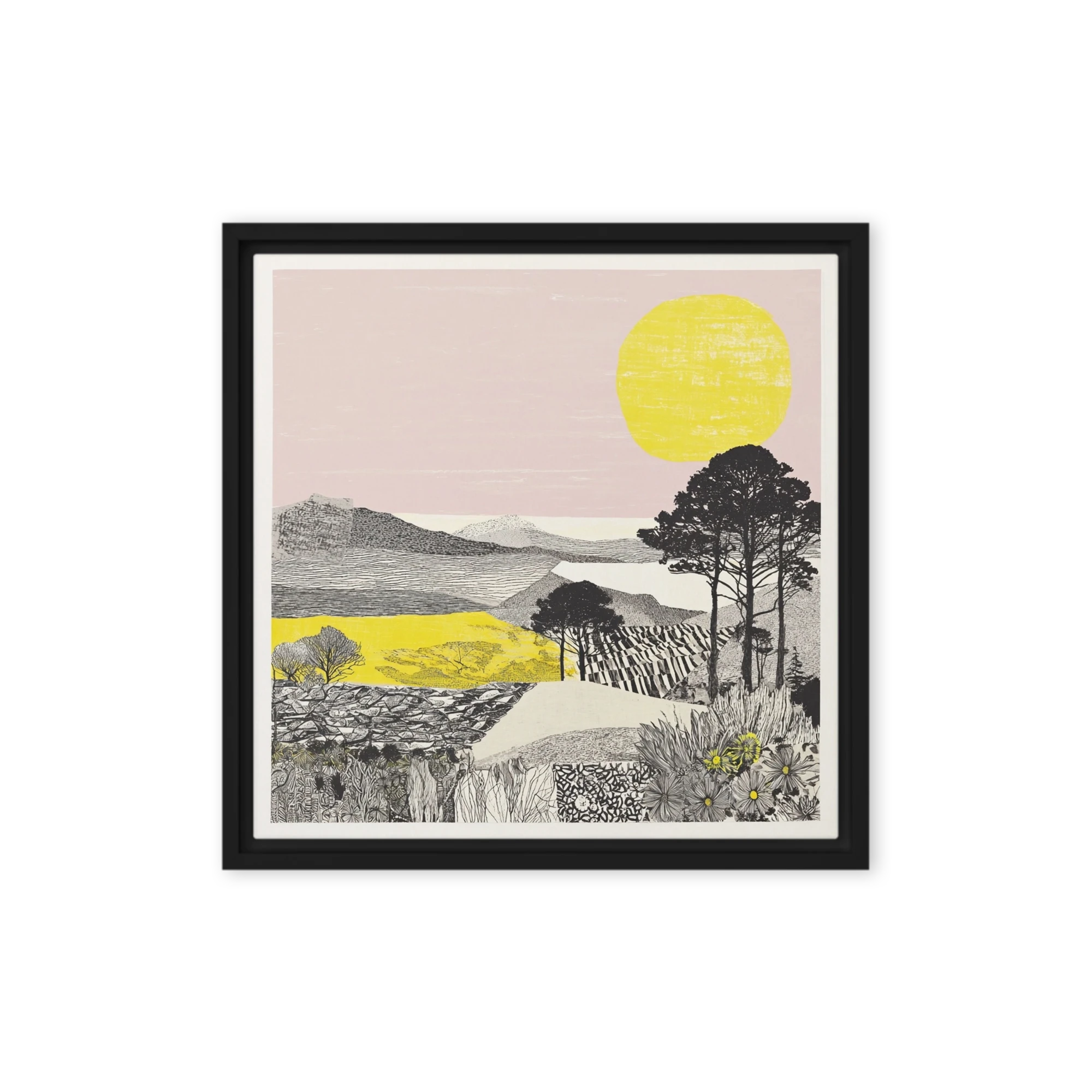 Sun Over Textured Hills