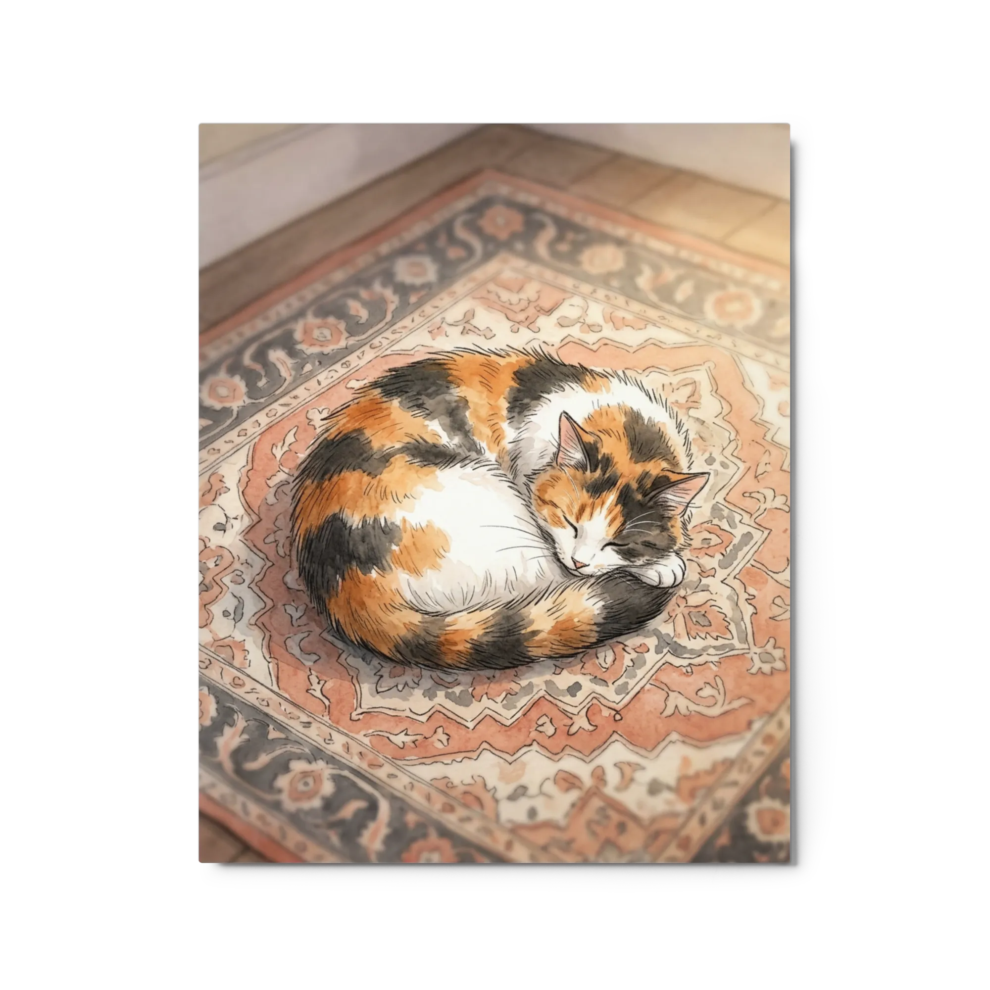 Tranquil Calico Slumber 
 Poster with White Frame | 11″x 14″