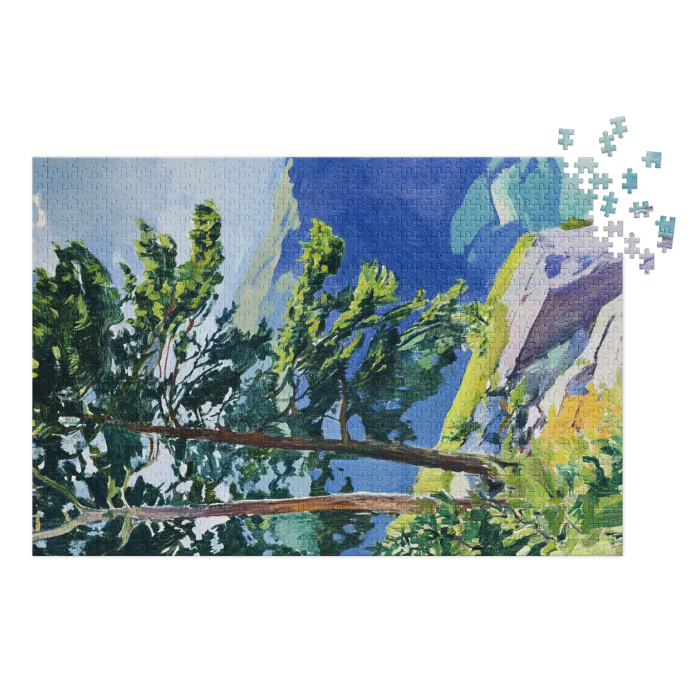 Trees on Rocky Cliff Landscape