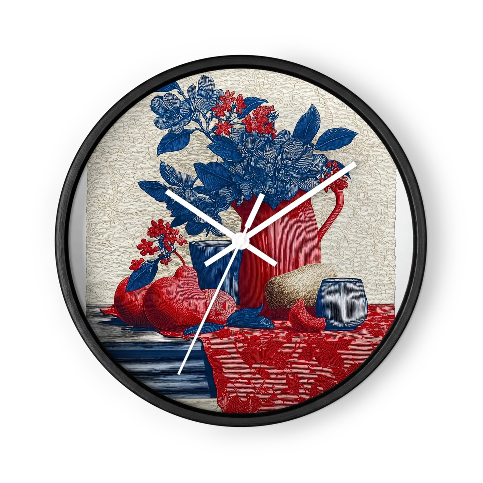 Floral Still Life in Red and Blue