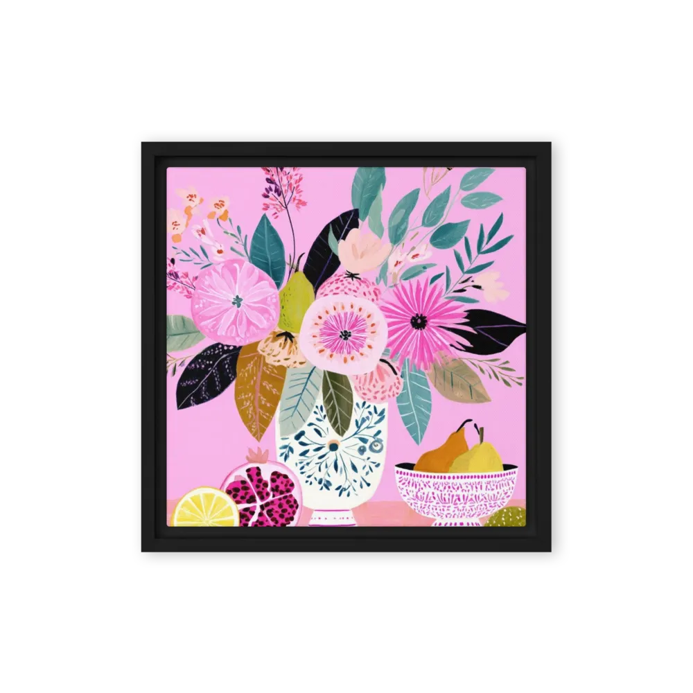 Folk Floral Still Life with Fruit | Art Print