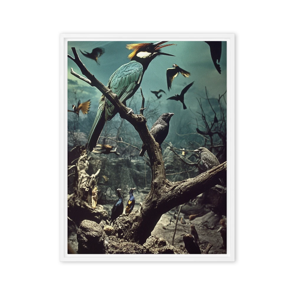 Avian Drama on Dark Branches | Art Print