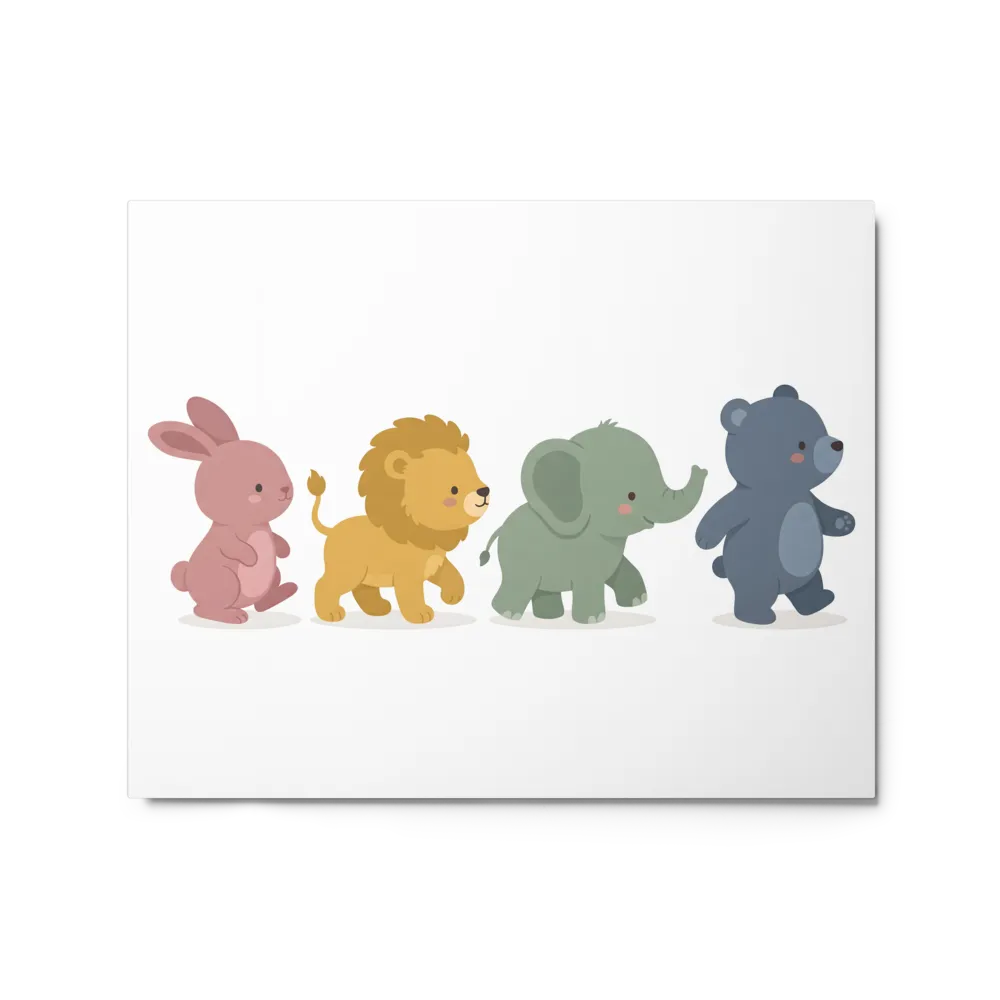 Little Animal Parade 
 Canvas with White Frame