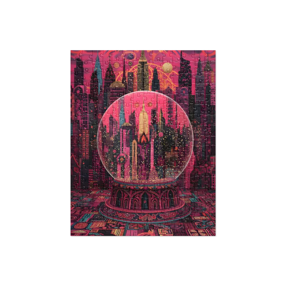 Magenta City Globe 
 Jigsaw Puzzle