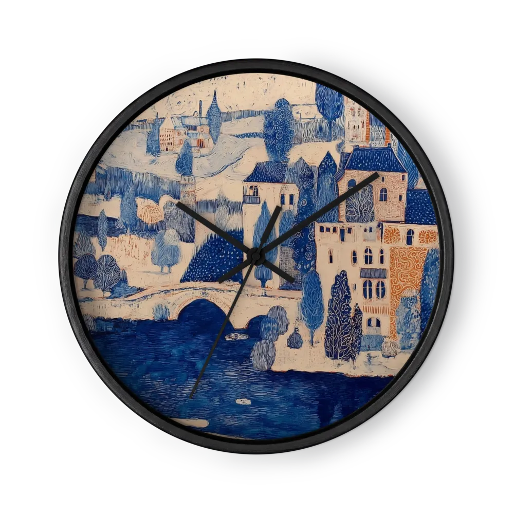 Cobalt River Town | Wall Clock
