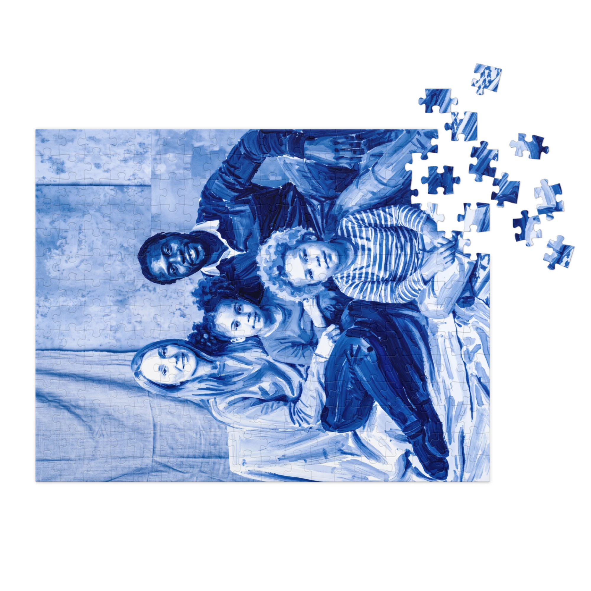 Family Portrait Puzzle — Cobalt Impasto