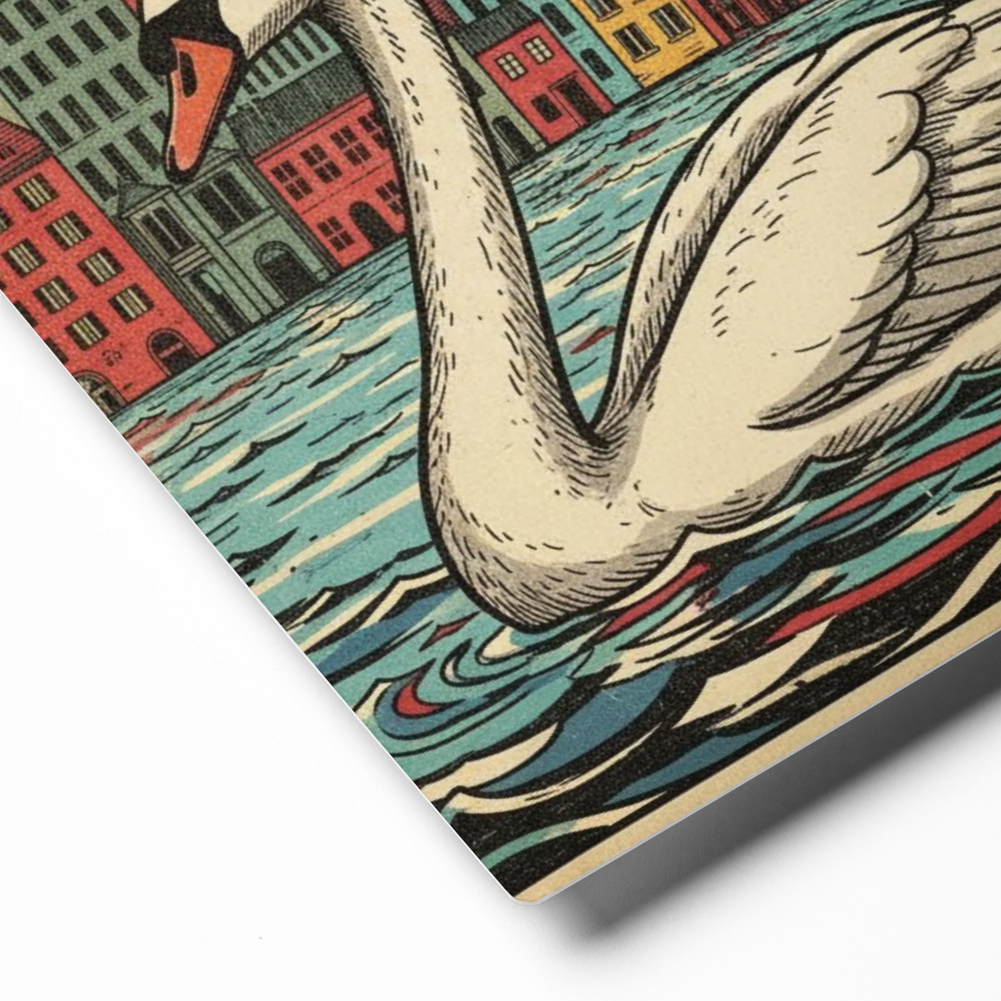 The Urban Swan 
 Canvas with White Frame