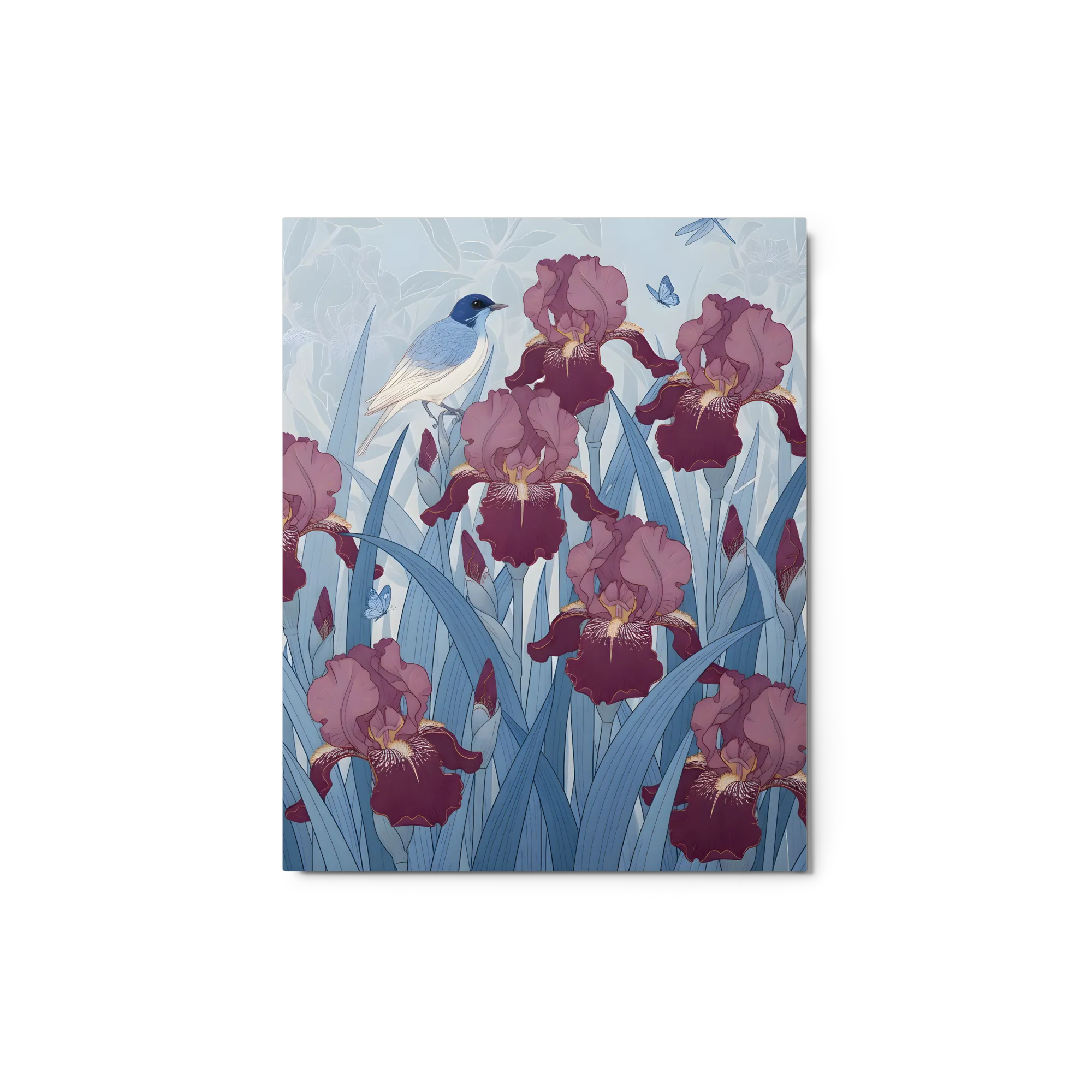 Bluebird Among Irises