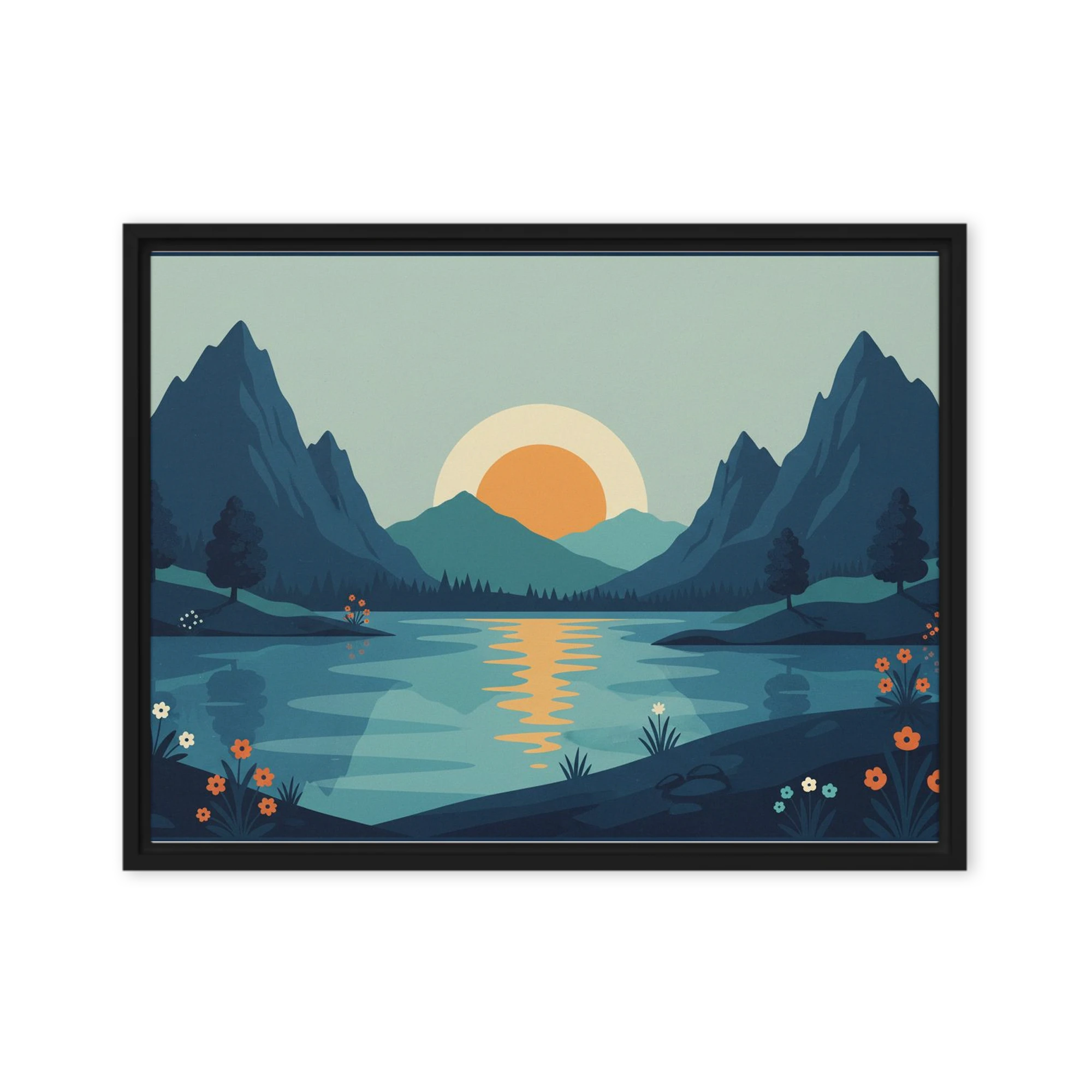 Sunset Over Mountain Lake