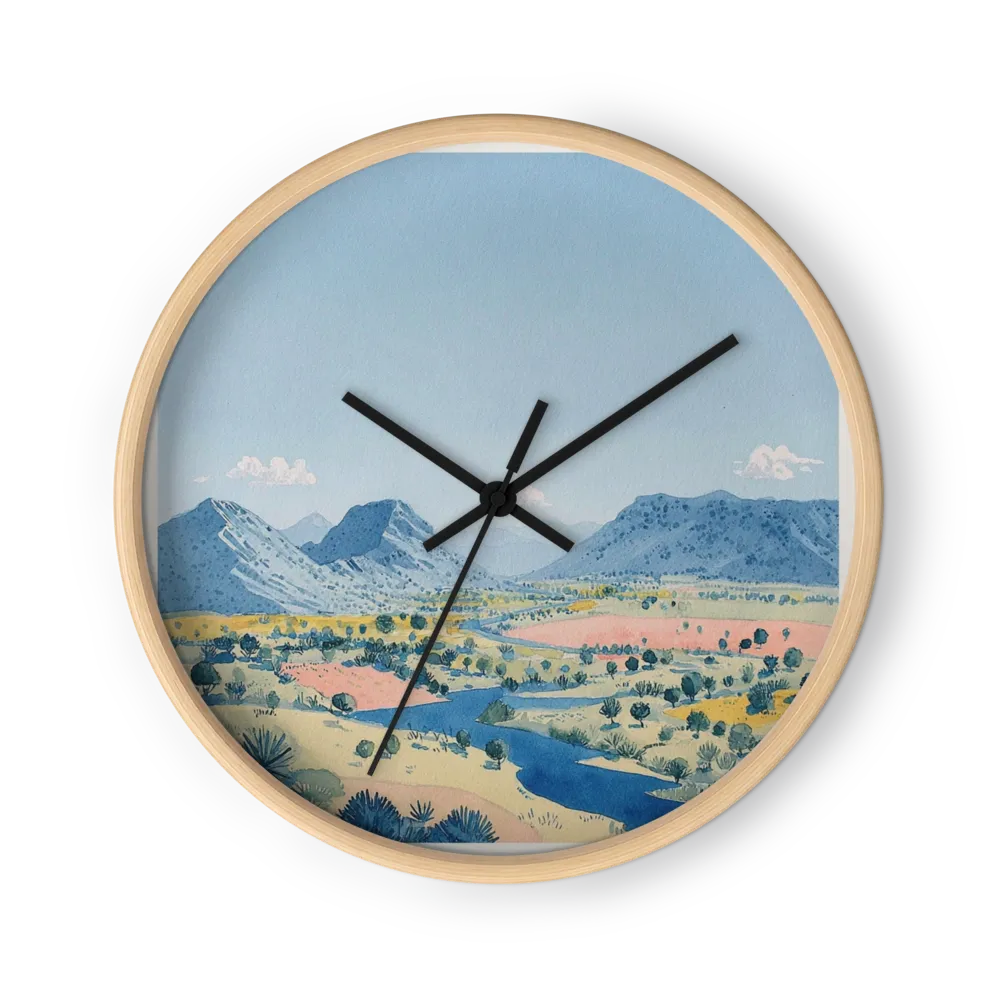 Watercolor Wall Clocks — Slate Blue, Blush Pink