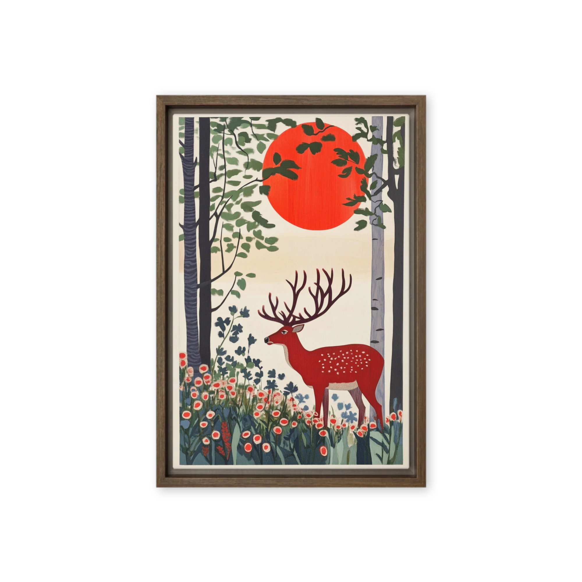 Red Deer in Golden Forest | Art Print
