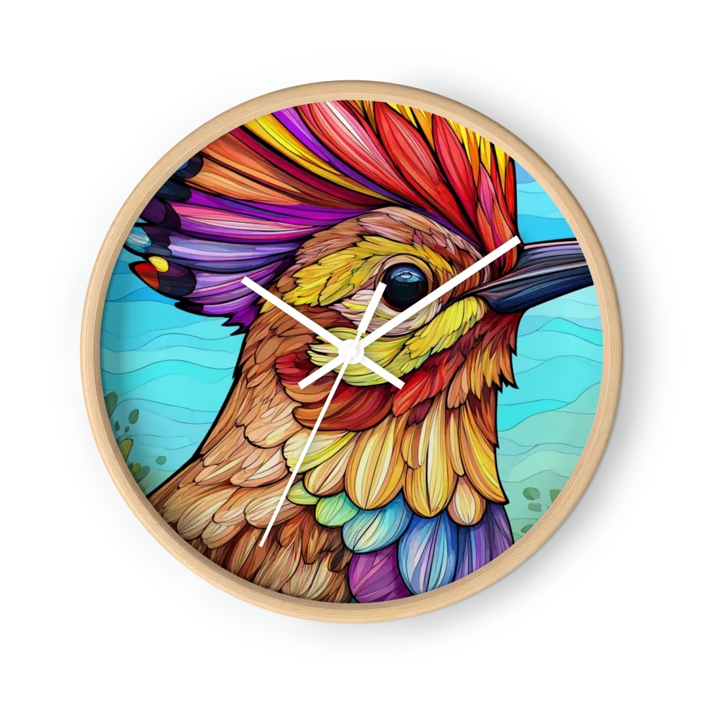 Crested Bird in Stained Glass | Wall Clock