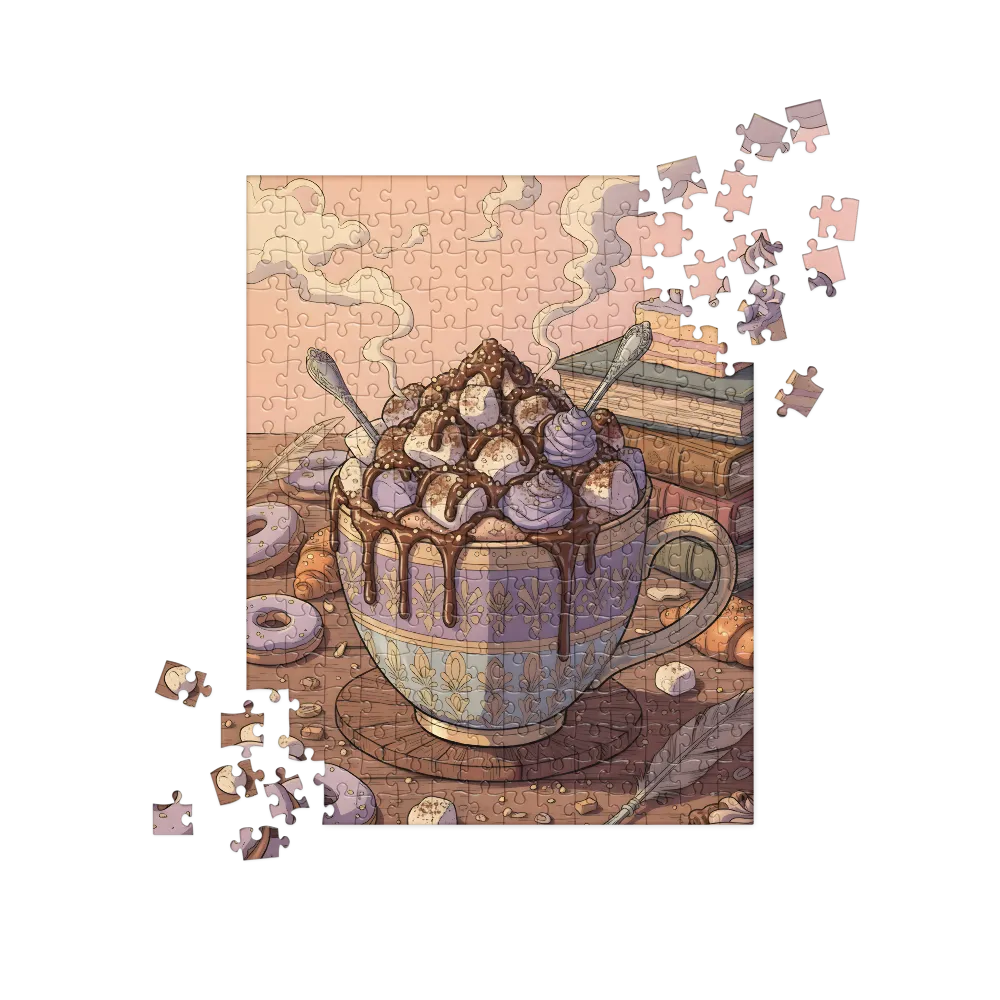 Lavender Cocoa Cup 
 Jigsaw Puzzle in Tin Box