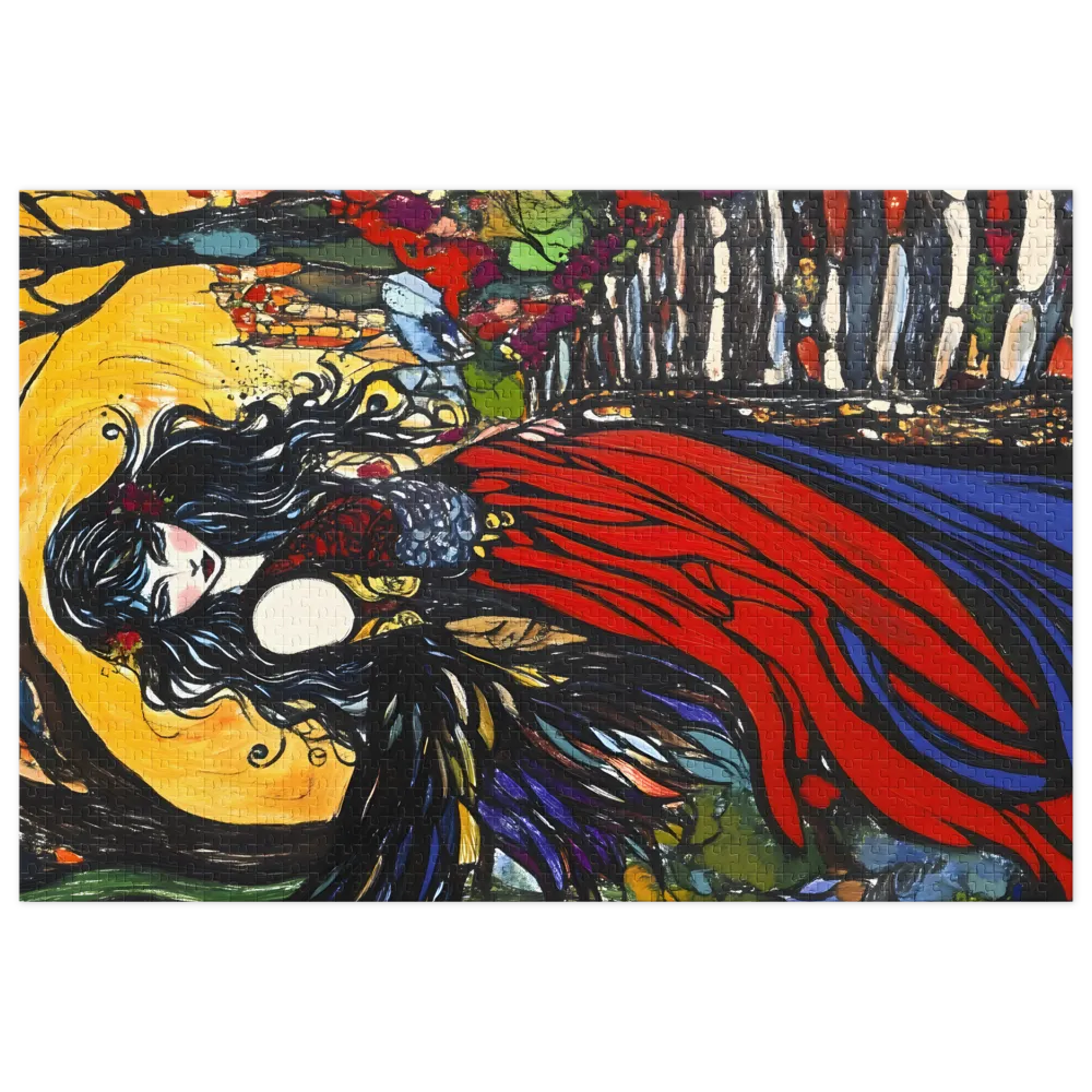 Fantasy Woman in Red Dress | Jigsaw Puzzle (252/520 pieces)