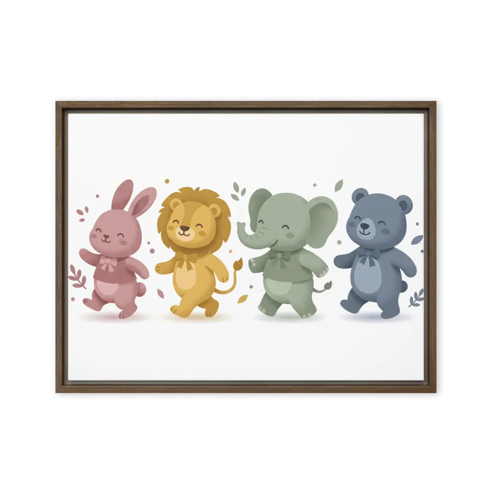 Woodland Animal Parade 
 Canvas with Brown Frame