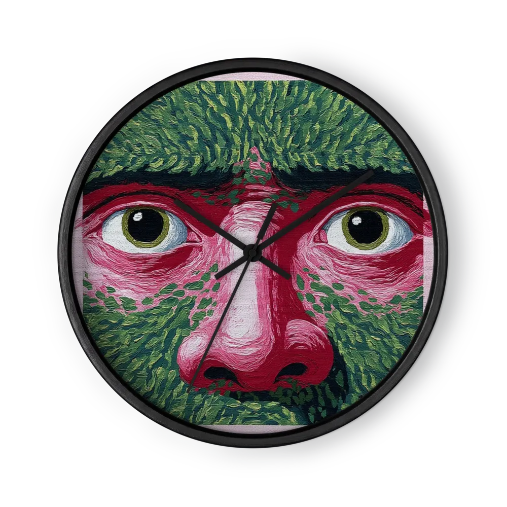 Tactile Flora Portraits Wall Clocks — Raspberry And Fern Green