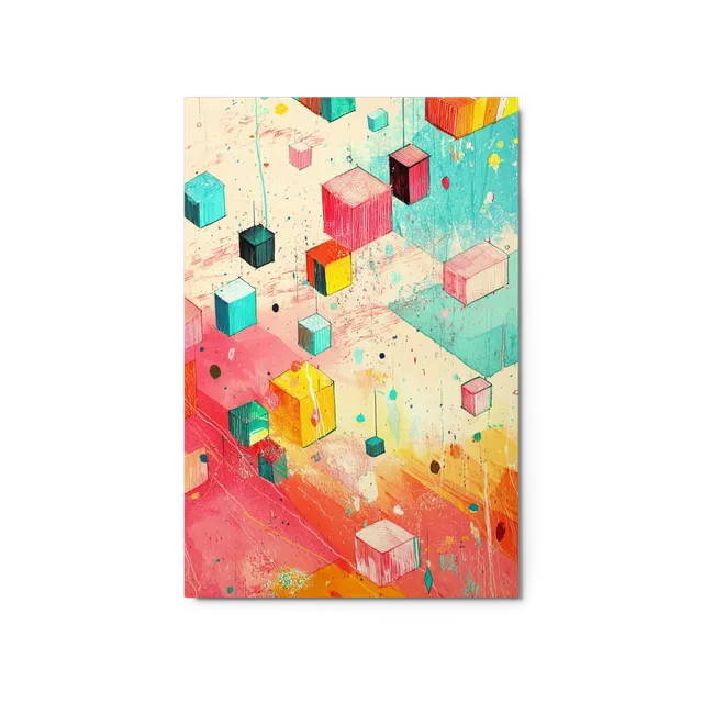 Floating Geometric Cubes | Art Print
