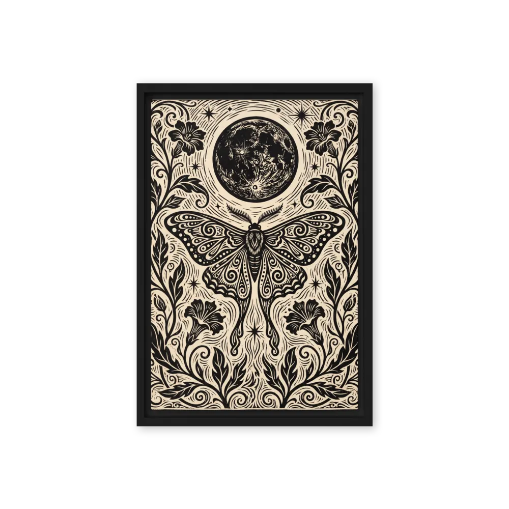 Luna Moth Linocut 
 Poster with White Frame | 16″x 20″
