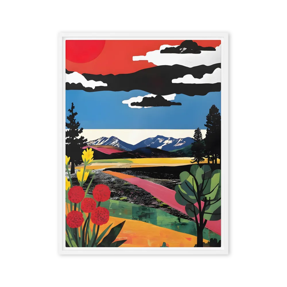 Color Block Landscape 
 Poster with Red oak Frame | 18″x 24″