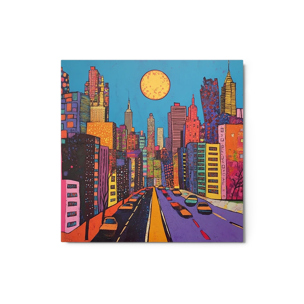 City Drive Under Neon Moon | Art Print
