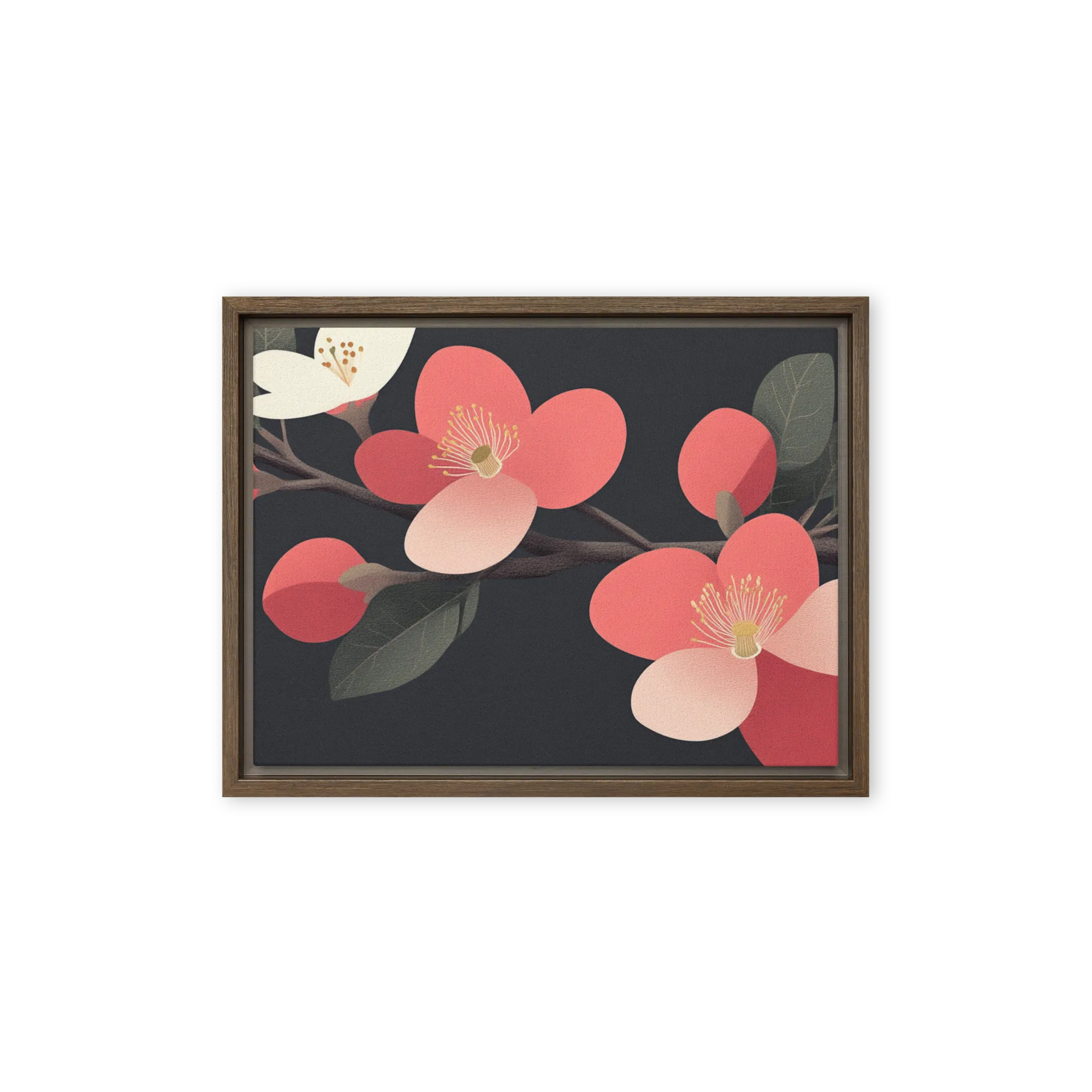 Coral Blossoms on Charcoal