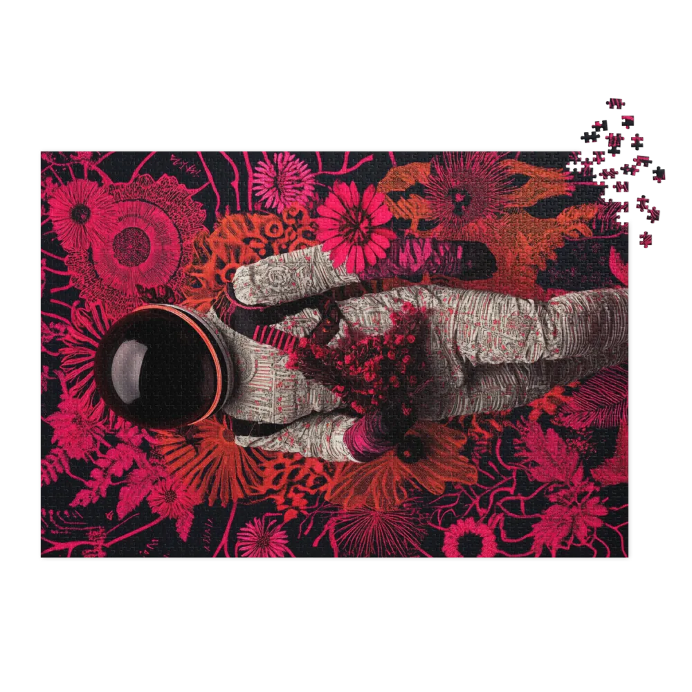 Surreal Astronaut with Flowers