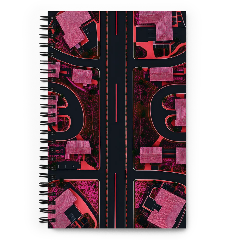 Magenta Neighborhood Grid 
 Spiral Notebook | 140 pages