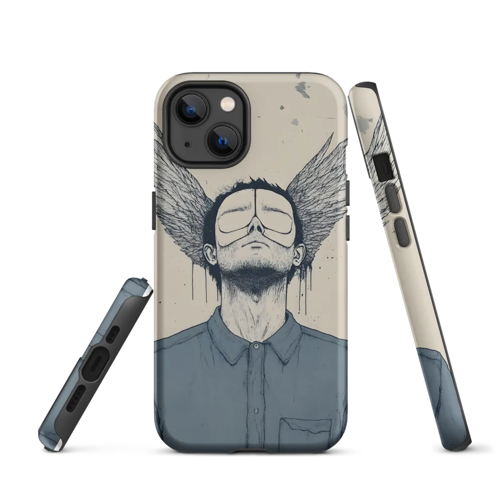 Surreal Man with Wings Drawing | Phone Case
