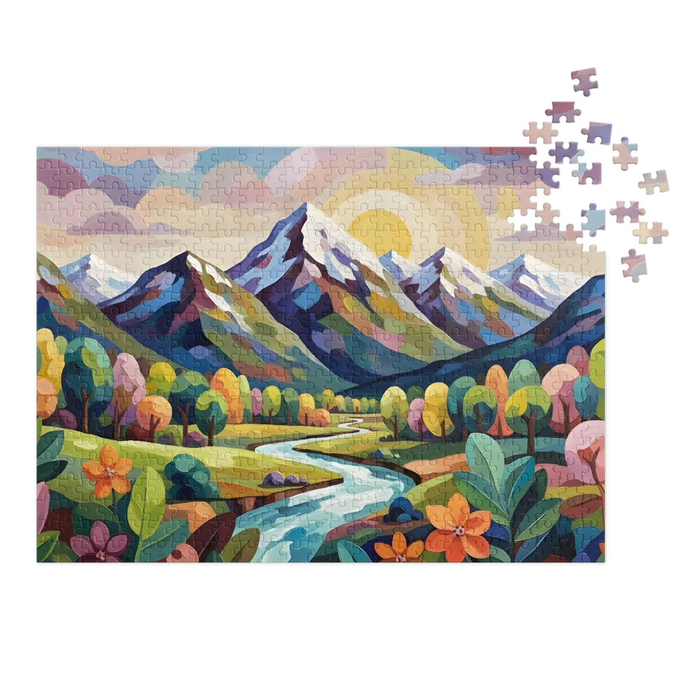 Vivid Mountain Dreamscape 
 Jigsaw Puzzle in Tin Box
