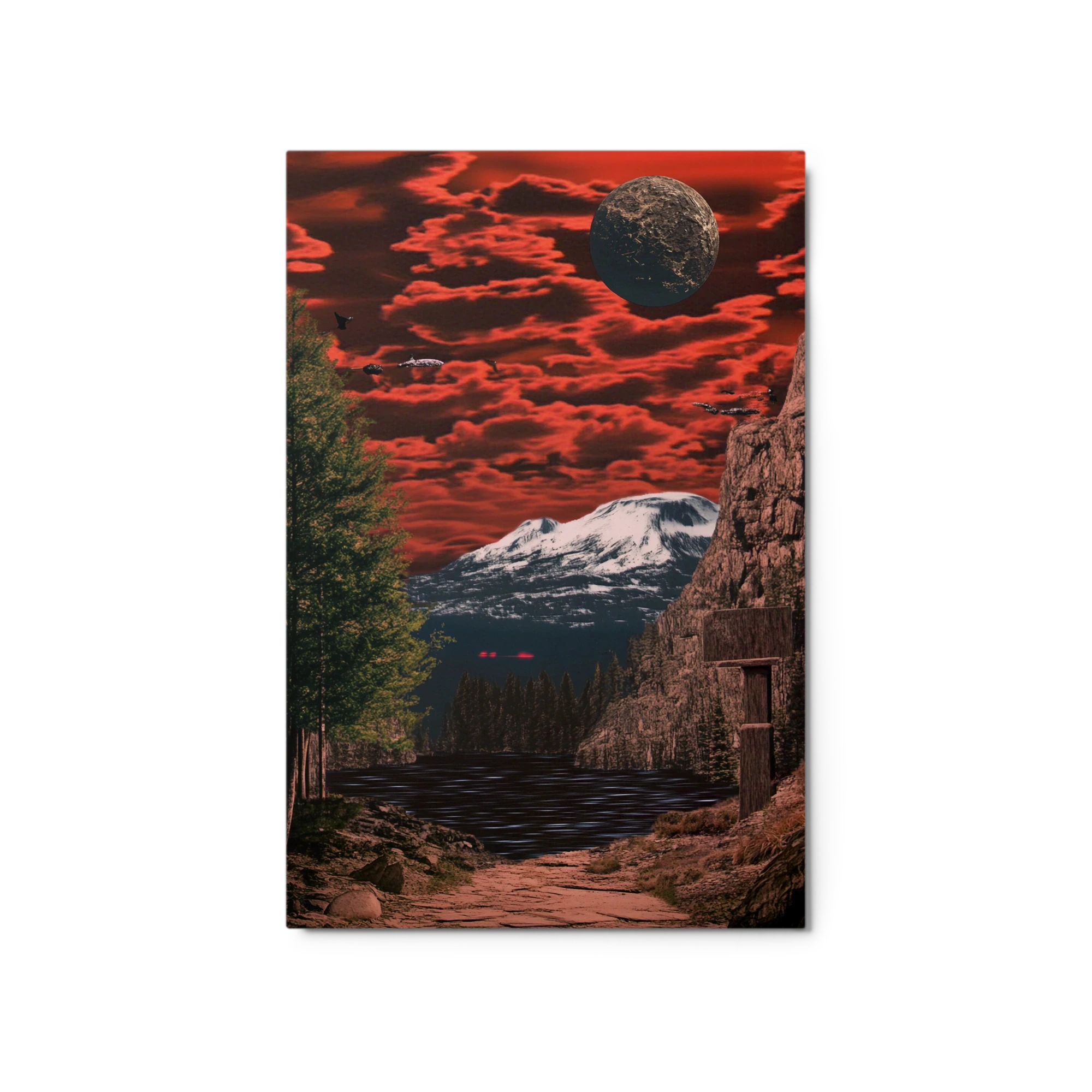 Surreal Red Sky Landscape