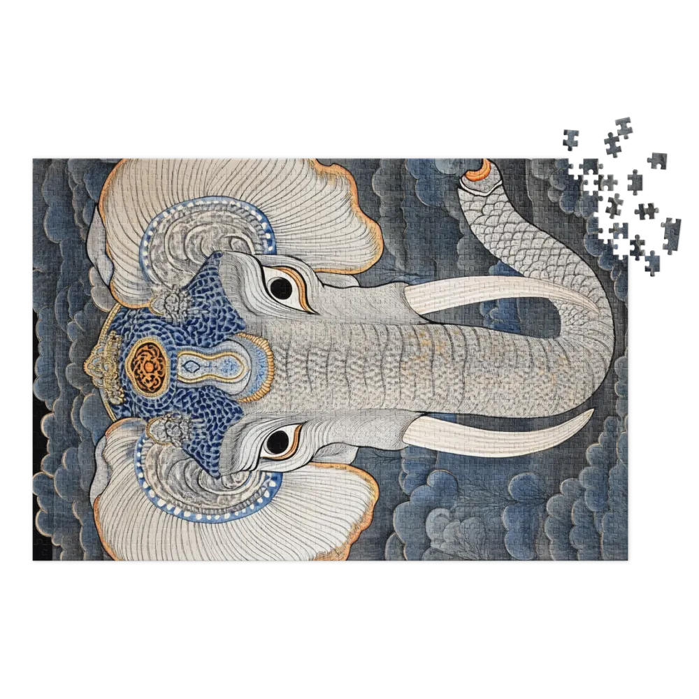Retrato de Elefante Ornamentado 
 Puzzle em caixa de metal