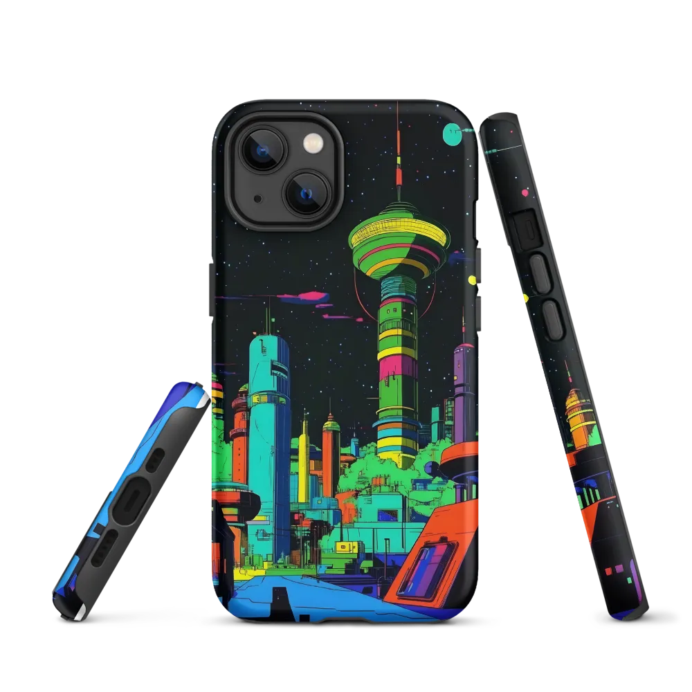 Futuristic Neon Cityscape | Phone Case