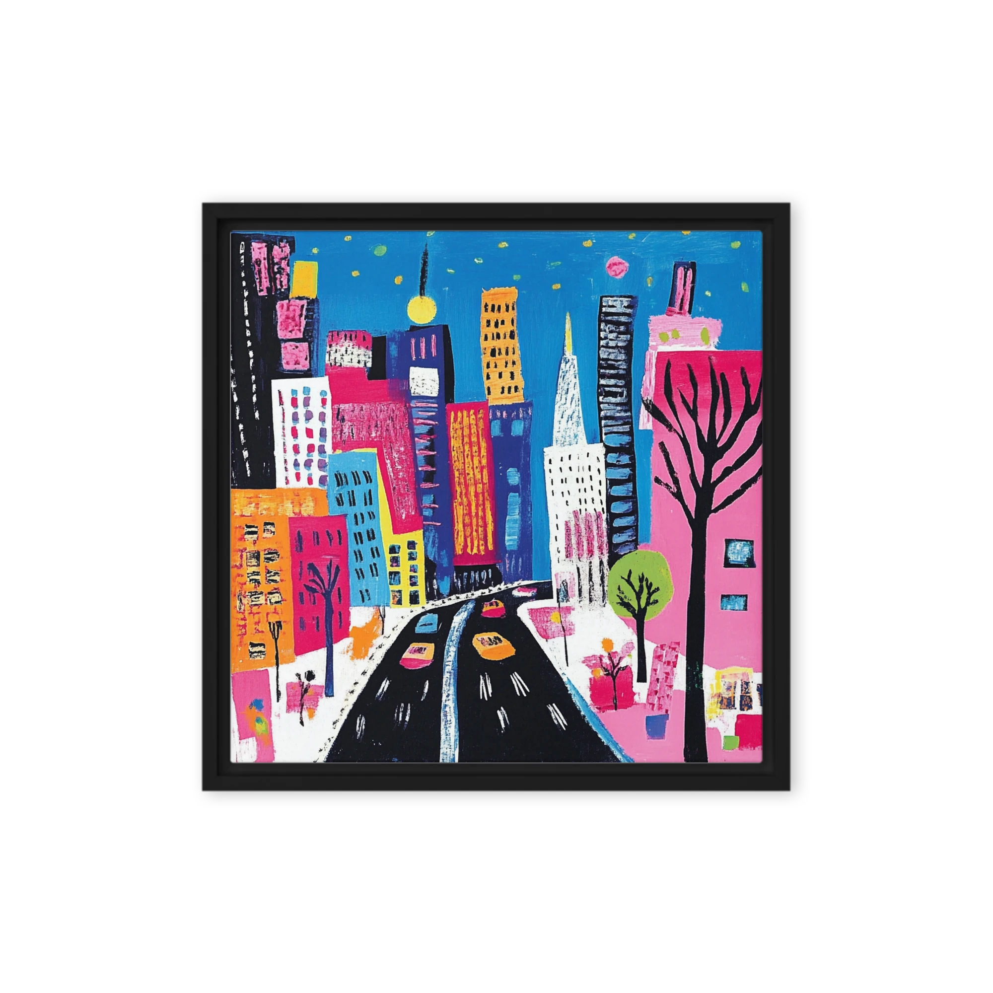 Colorful Cityscape with Road