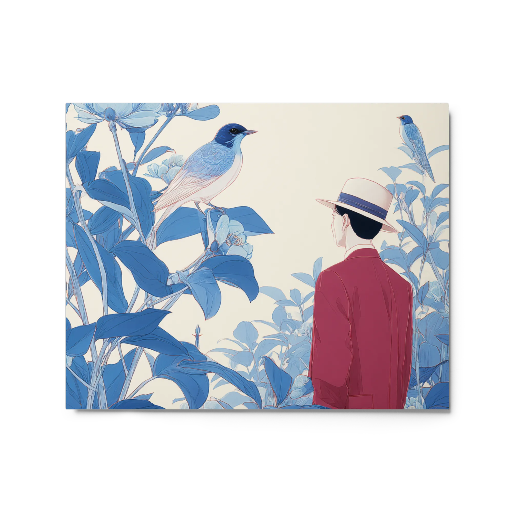 Serene Encounter in Blue Foliage