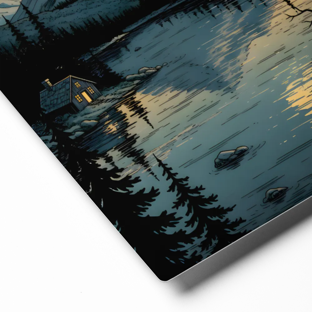 Moonlit Mountain Lake Reflection | Art Print